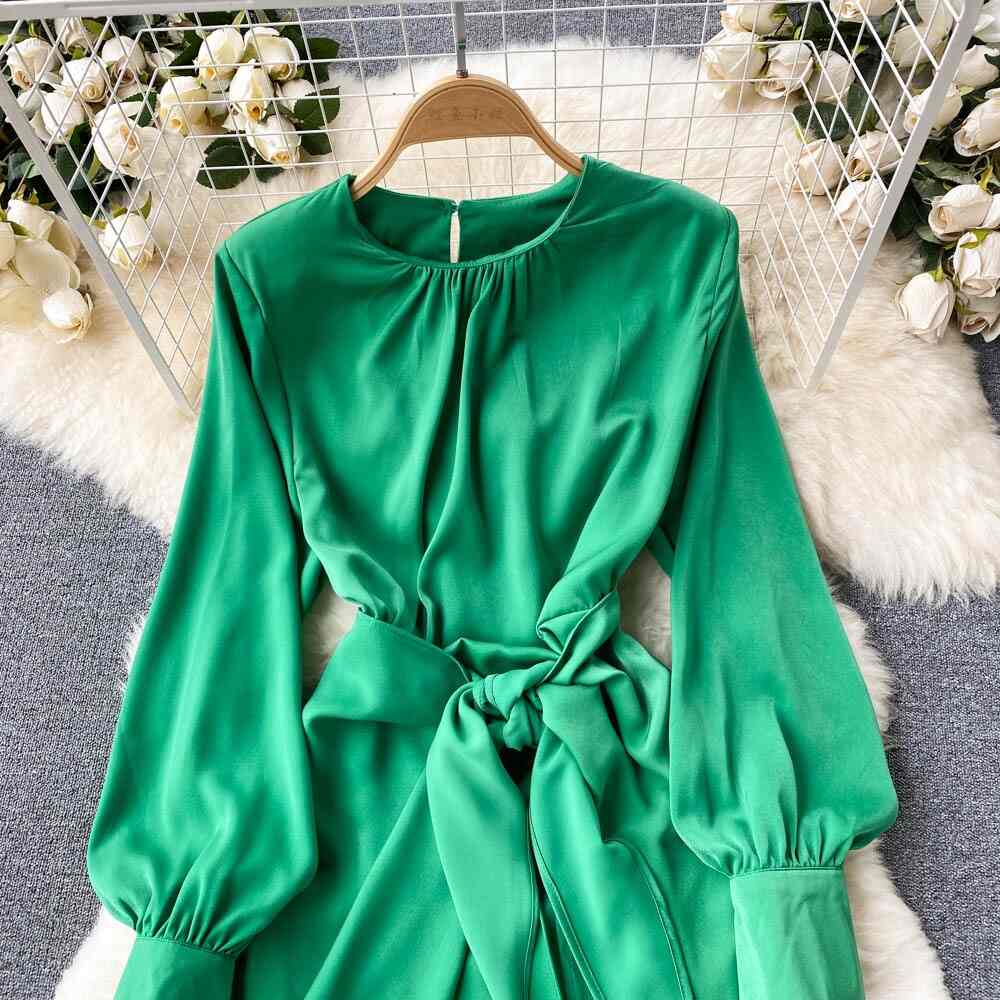 Hayle lantern sleeves satin dress